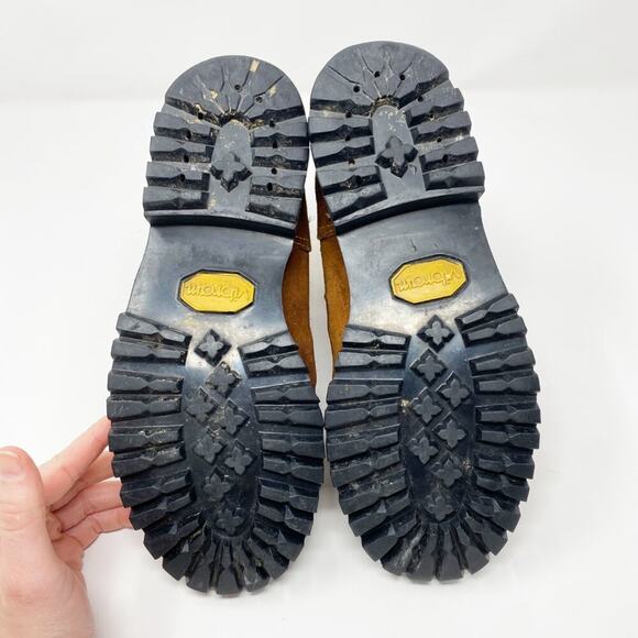 Vintage Unbranded Brown Suede Mountaineer Boots Lace Up Size 6.5 Vibram Soles - Picture 5 of 8